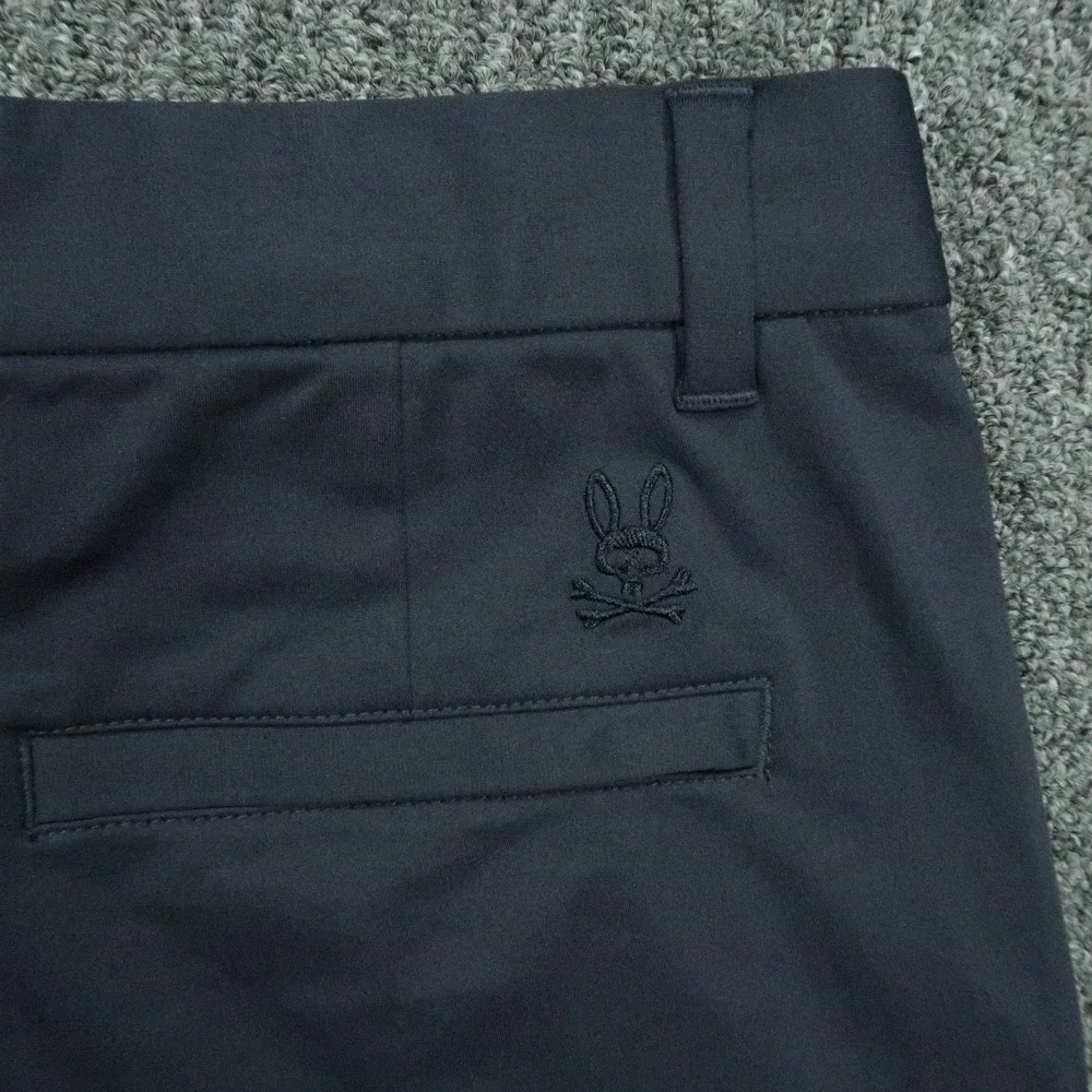 Psycho Bunny Pants Mens 30x32 Blue Chino Trouser Golf Stretch Zip Pocket Slim